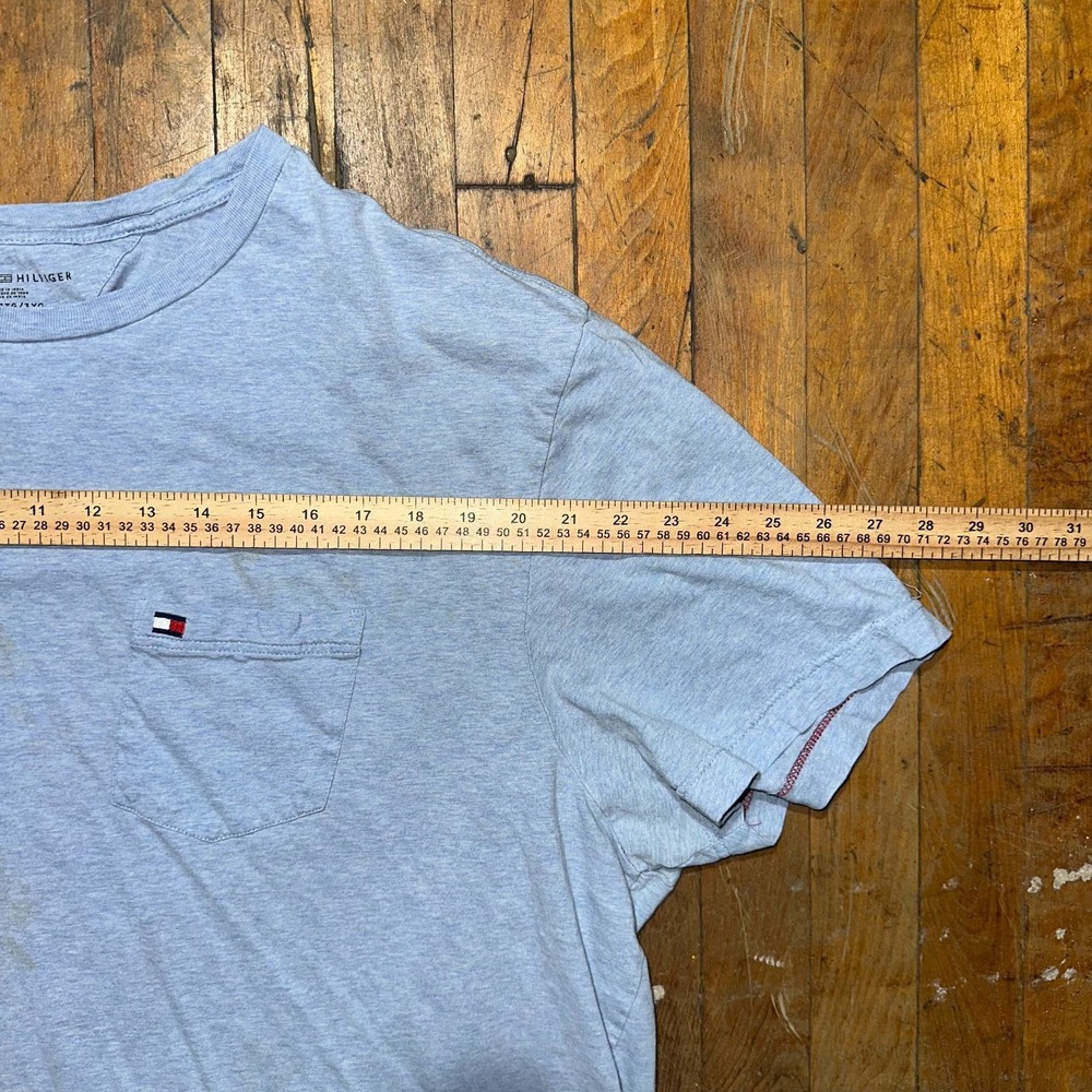 Tommy Hilfiger Tee Shirt Mens 3XL Blue Solid Chest Pocket Short Sleeve Crew Neck - Picture 5 of 7